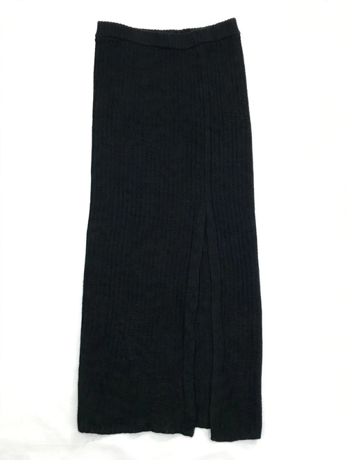 Anko black ribbed-knit wide-leg trousers